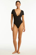 Load image into Gallery viewer, Eclipse Short sleeved Plunge Onepiece