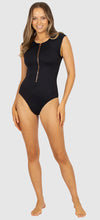 Load image into Gallery viewer, Eco plain cup sleeve surf suit - black