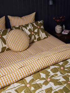 Olive Poppy Quilted Throw