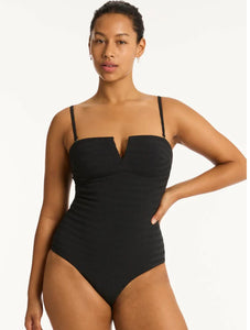 Palisades Vee Bandeau One Piece -Black