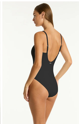 Spinnaker Square Neck one piece Black