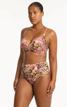 Load image into Gallery viewer, Wildflower cross front moulded underwire bra with high waisted gathered side pant - pink