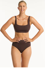 Load image into Gallery viewer, Infinity square neck bra top and panelled high waist pant - cocoa