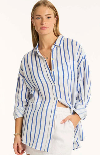 Amalfi beach shirt- Blue