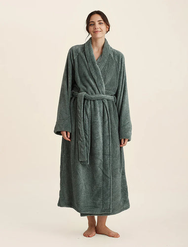 Long Plush Robe - Deep Moss