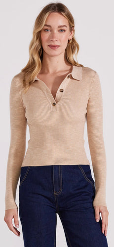 Alta collared knit top - beige