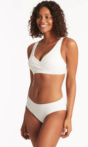 Spinnaker cross front multifit bra with mid bikini pant - white