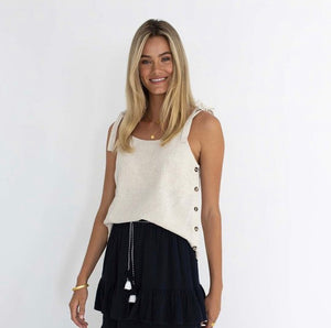 CUTE AS A BUTTON TOP-IVORY