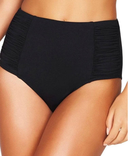 Essentials - GATHERED SIDE HIGH WAIST PANT-BLACK