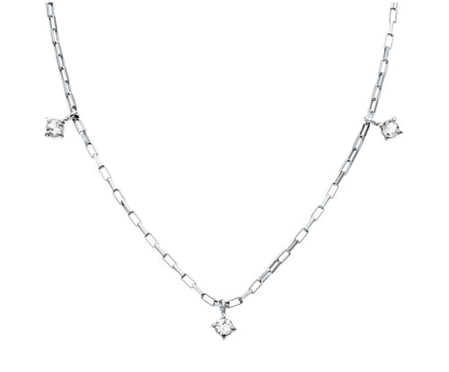 SHIMMERING PRECIOUS NECKLACE- SILVER- WHITE SAPPIRE