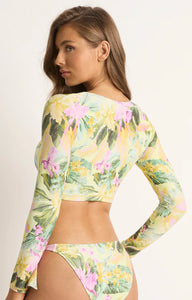 making waves long sleeve twist crop with retro rouleau belt pant